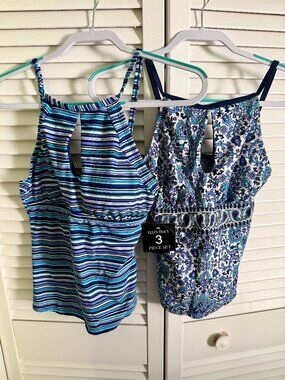 NWT - Ellen Tracy 3 Piece Swimsuit Set - Women's 10